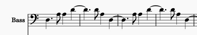 2-measure mambo bass tumbao, performed by Israel "Cachao" Lopex.